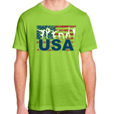 Gymnastics Usa Girl Patriotism Funny Sports Us American Gift Adult ChromaSoft Performance T-Shirt