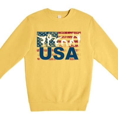 Gymnastics Usa Girl Patriotism Funny Sports Us American Gift Premium Crewneck Sweatshirt