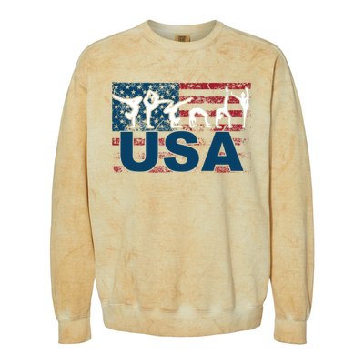 Gymnastics Usa Girl Patriotism Funny Sports Us American Gift Colorblast Crewneck Sweatshirt