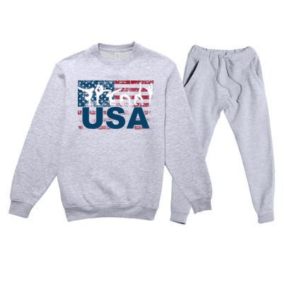 Gymnastics Usa Girl Patriotism Funny Sports Us American Gift Premium Crewneck Sweatsuit Set