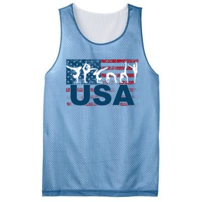 Gymnastics Usa Girl Patriotism Funny Sports Us American Gift Mesh Reversible Basketball Jersey Tank