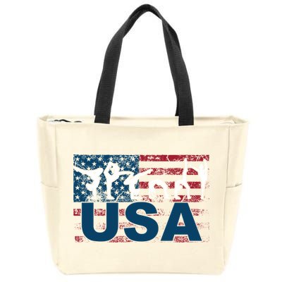 Gymnastics Usa Girl Patriotism Funny Sports Us American Gift Zip Tote Bag