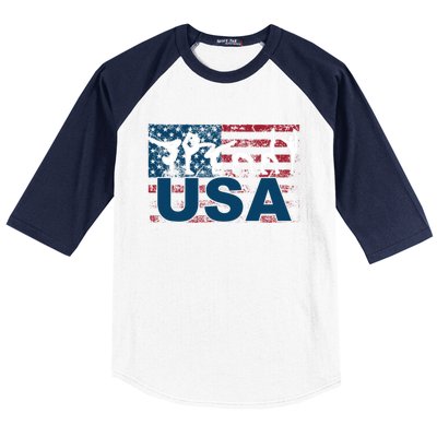 Gymnastics Usa Girl Patriotism Funny Sports Us American Gift Baseball Sleeve Shirt