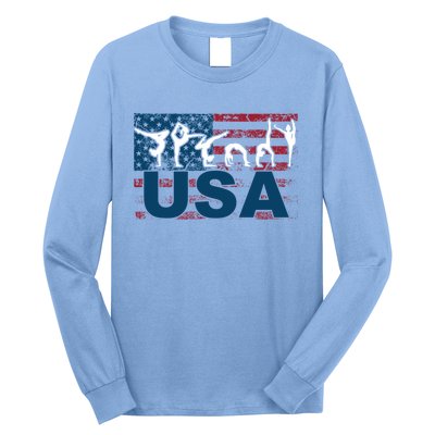 Gymnastics Usa Girl Patriotism Funny Sports Us American Gift Long Sleeve Shirt