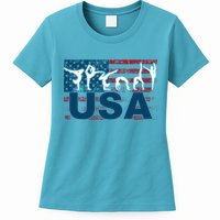 Gymnastics Usa Girl Patriotism Funny Sports Us American Gift Womens T-Shirt