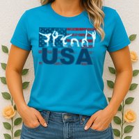 Gymnastics Usa Girl Patriotism Funny Sports Us American Gift Womens T-Shirt
