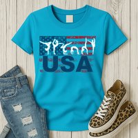 Gymnastics Usa Girl Patriotism Funny Sports Us American Gift Womens T-Shirt