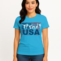 Gymnastics Usa Girl Patriotism Funny Sports Us American Gift Womens T-Shirt