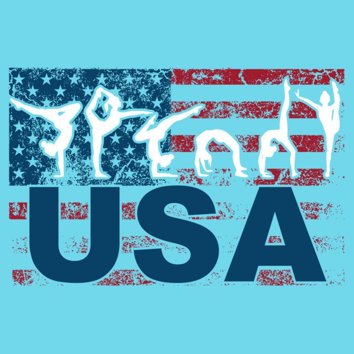 Gymnastics Usa Girl Patriotism Funny Sports Us American Gift Womens T-Shirt