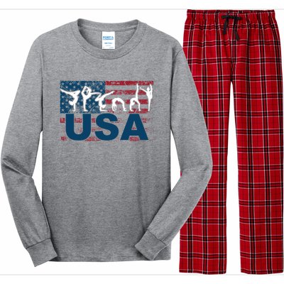 Gymnastics Usa Girl Patriotism Funny Sports Us American Gift Long Sleeve Pajama Set