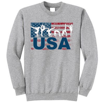 Gymnastics Usa Girl Patriotism Funny Sports Us American Gift Tall Sweatshirt