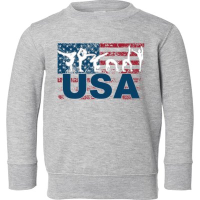 Gymnastics Usa Girl Patriotism Funny Sports Us American Gift Toddler Sweatshirt