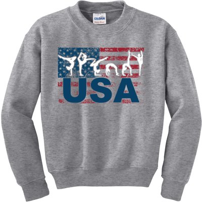 Gymnastics Usa Girl Patriotism Funny Sports Us American Gift Kids Sweatshirt