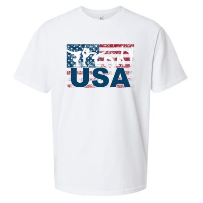 Gymnastics Usa Girl Patriotism Funny Sports Us American Gift Sueded Cloud Jersey T-Shirt