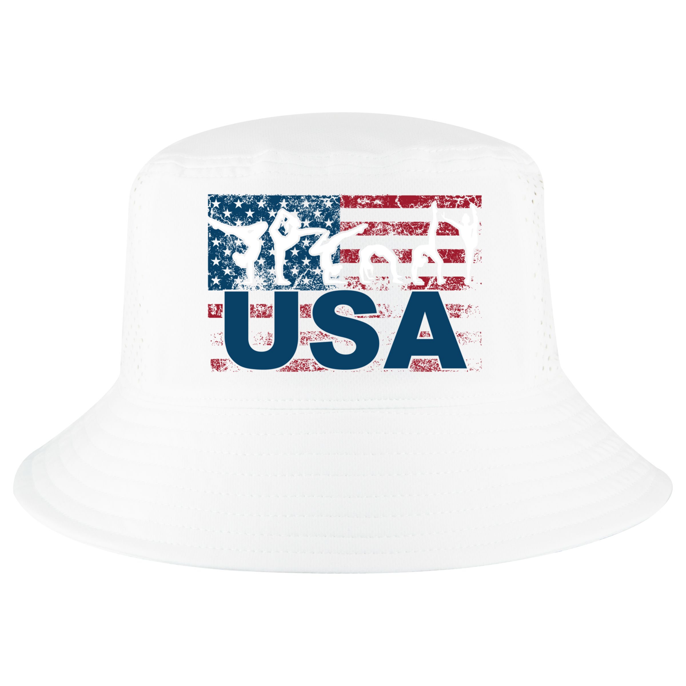 Gymnastics Usa Girl Patriotism Funny Sports Us American Gift Cool Comfort Performance Bucket Hat