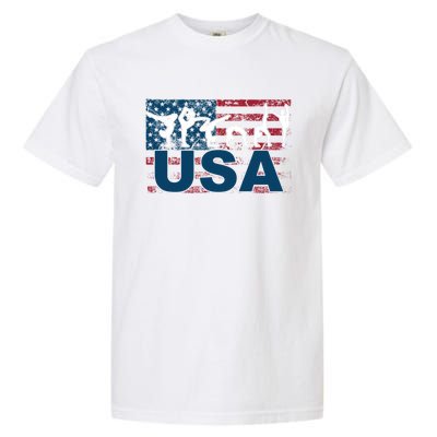 Gymnastics Usa Girl Patriotism Funny Sports Us American Gift Garment-Dyed Heavyweight T-Shirt