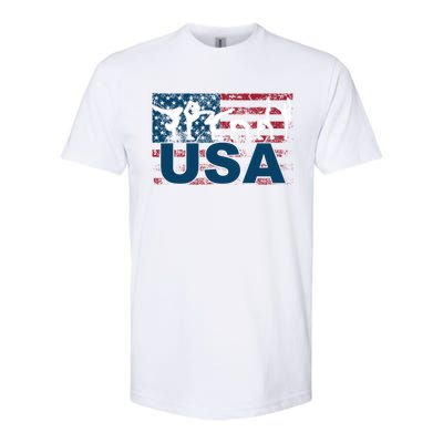 Gymnastics Usa Girl Patriotism Funny Sports Us American Gift Softstyle CVC T-Shirt