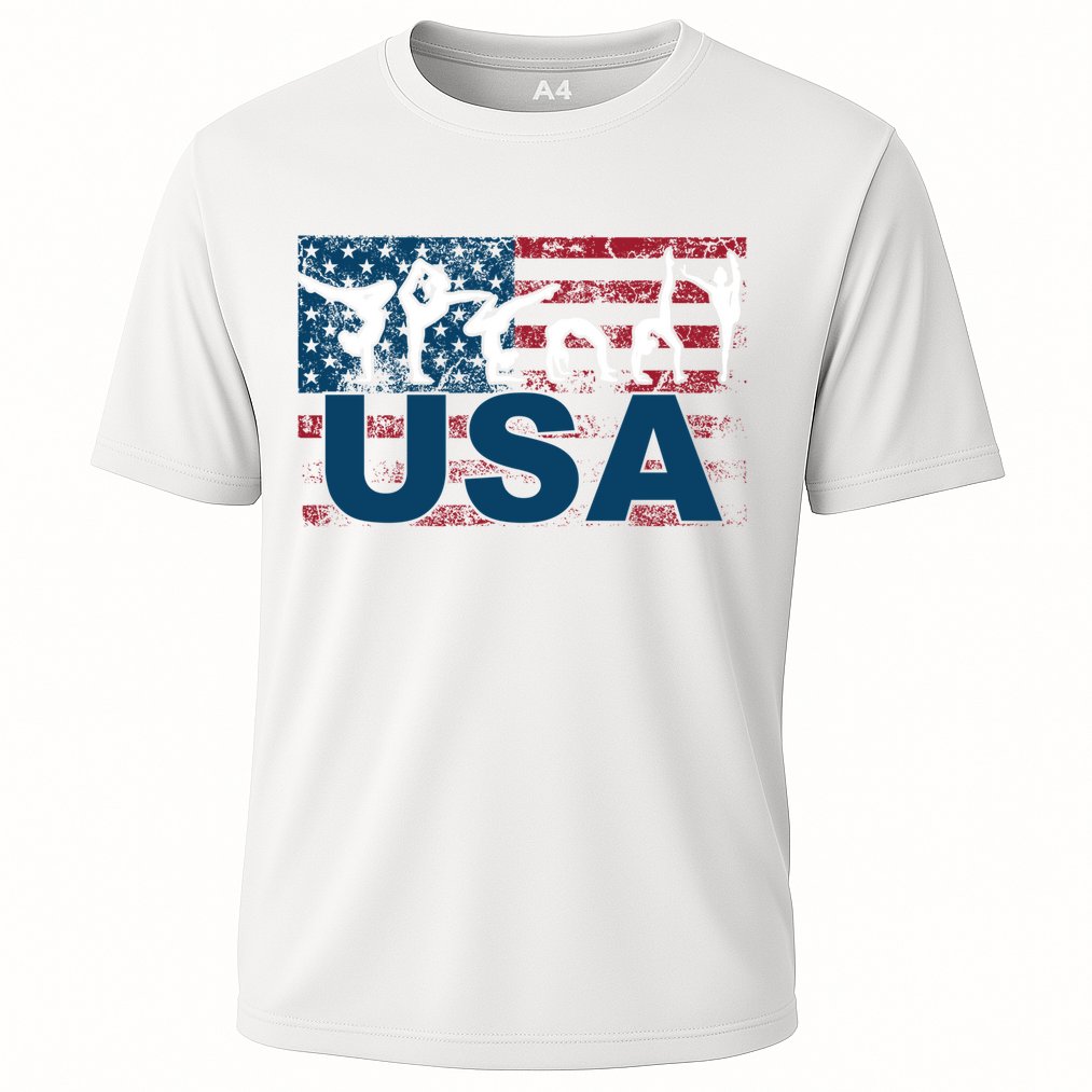 Gymnastics Usa Girl Patriotism Funny Sports Us American Gift Cooling Performance Crew T-Shirt