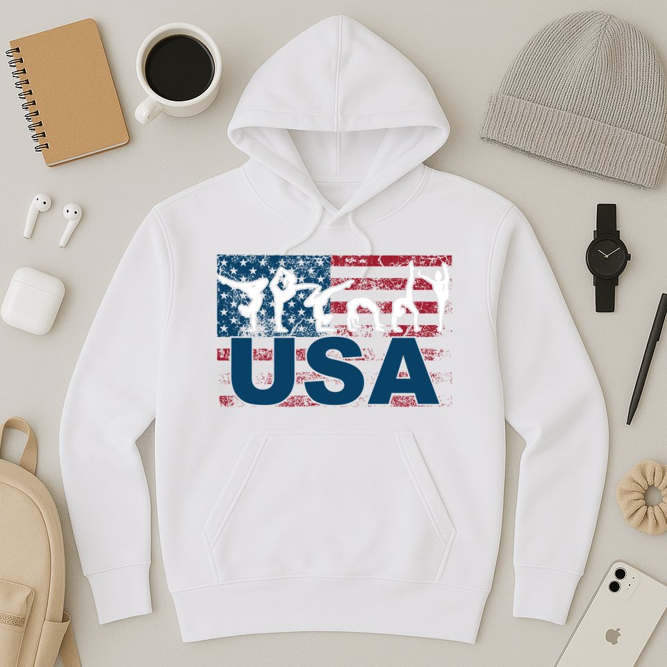 Gymnastics Usa Girl Patriotism Funny Sports Us American Gift Hoodie