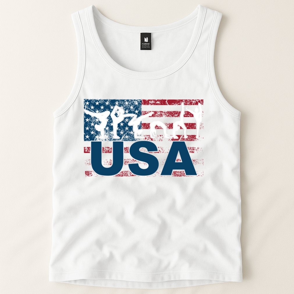 Gymnastics Usa Girl Patriotism Funny Sports Us American Gift Tank Top