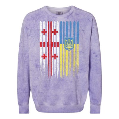 Georgia Ukraine Georgian Ukrainian Flag Colorblast Crewneck Sweatshirt