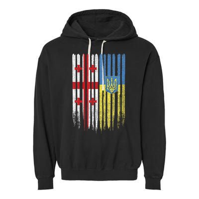 Georgia Ukraine Georgian Ukrainian Flag Garment-Dyed Fleece Hoodie