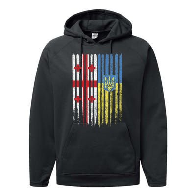 Georgia Ukraine Georgian Ukrainian Flag Performance Fleece Hoodie