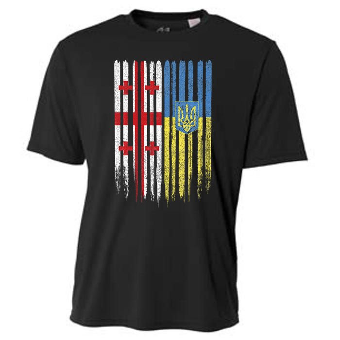 Georgia Ukraine Georgian Ukrainian Flag Cooling Performance Crew T-Shirt