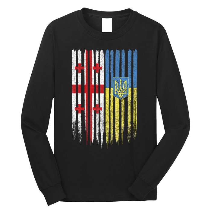 Georgia Ukraine Georgian Ukrainian Flag Long Sleeve Shirt