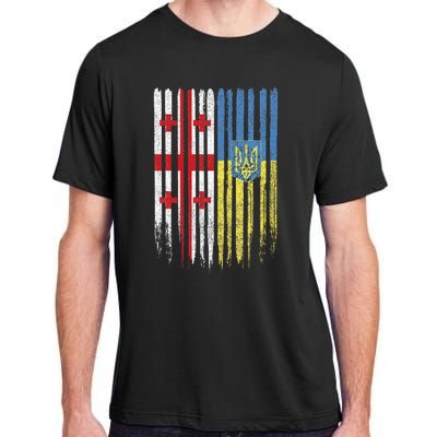 Georgia Ukraine Georgian Ukrainian Flag Adult ChromaSoft Performance T-Shirt