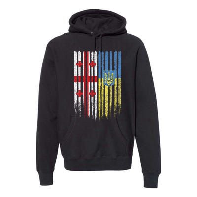 Georgia Ukraine Georgian Ukrainian Flag Premium Hoodie