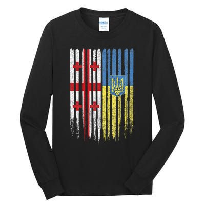 Georgia Ukraine Georgian Ukrainian Flag Tall Long Sleeve T-Shirt