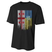 Georgia Ukraine Georgian Ukrainian Flag Performance Sprint T-Shirt