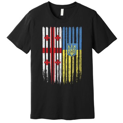 Georgia Ukraine Georgian Ukrainian Flag Premium T-Shirt