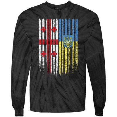 Georgia Ukraine Georgian Ukrainian Flag Tie-Dye Long Sleeve Shirt