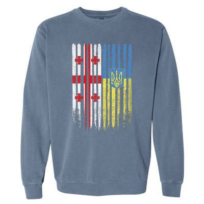 Georgia Ukraine Georgian Ukrainian Flag Garment-Dyed Sweatshirt