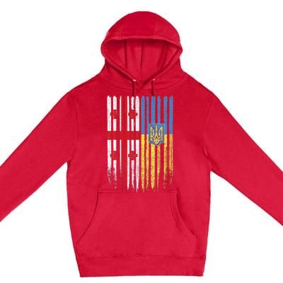 Georgia Ukraine Georgian Ukrainian Flag Premium Pullover Hoodie