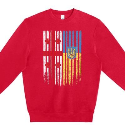 Georgia Ukraine Georgian Ukrainian Flag Premium Crewneck Sweatshirt