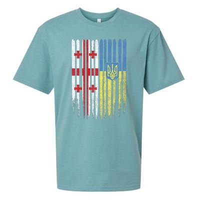 Georgia Ukraine Georgian Ukrainian Flag Sueded Cloud Jersey T-Shirt