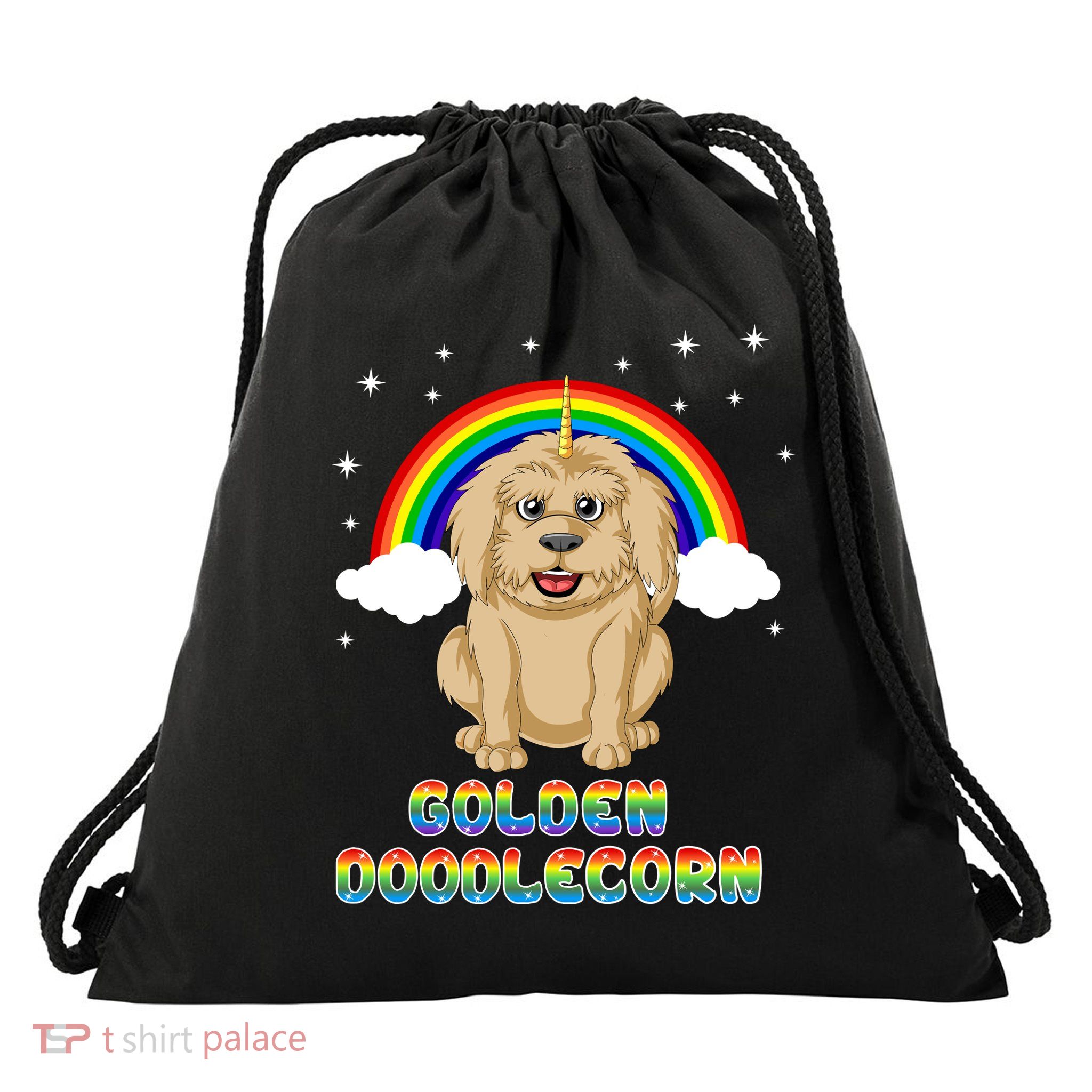 Goldendoodle Unicorn Drawstring Bag
