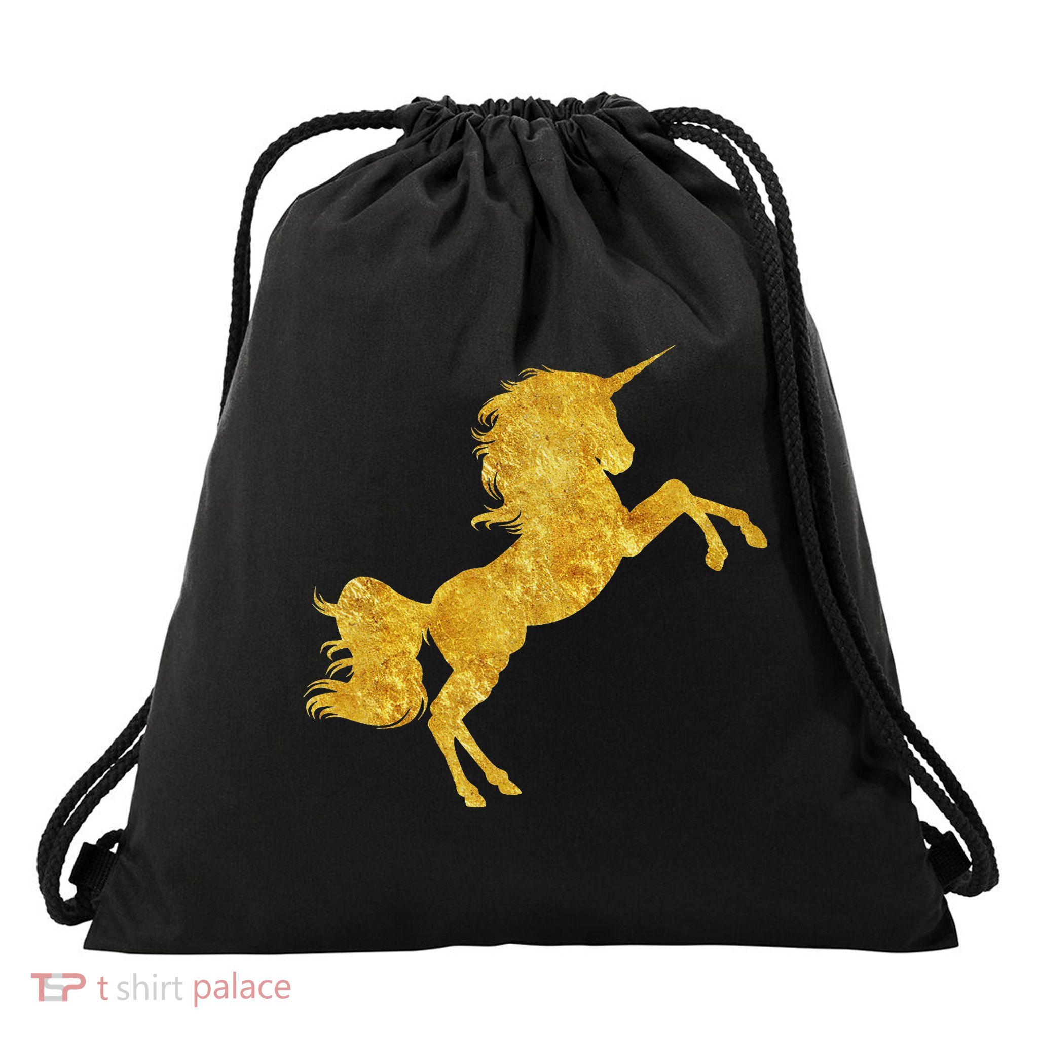 Gold Unicorn Gift Drawstring Bag