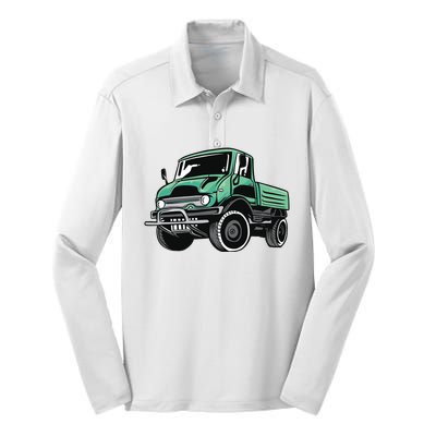 Green Unimog Silk Touch Performance Long Sleeve Polo