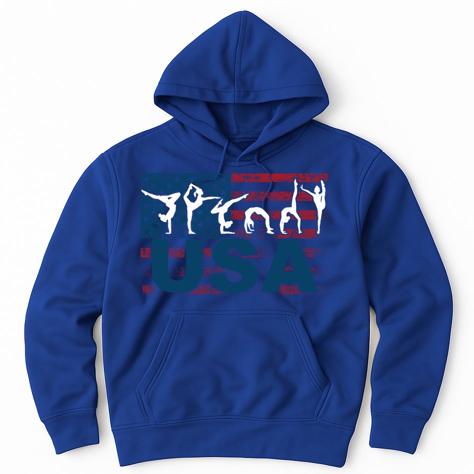 Gymnastics Usa Girl Patriotism Funny Sports Us American Gift Cute Gift Hoodie