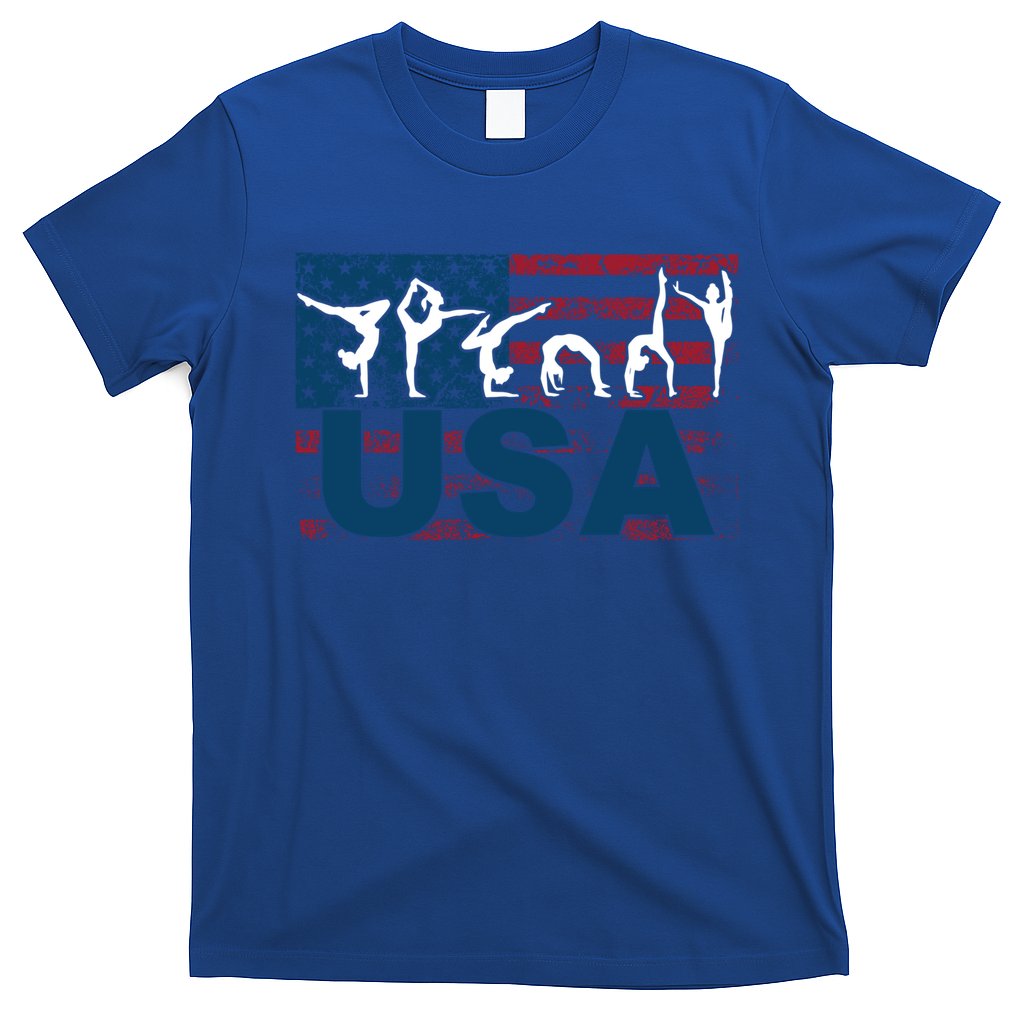Gymnastics Usa Girl Patriotism Funny Sports Us American Gift Cute Gift T-Shirt