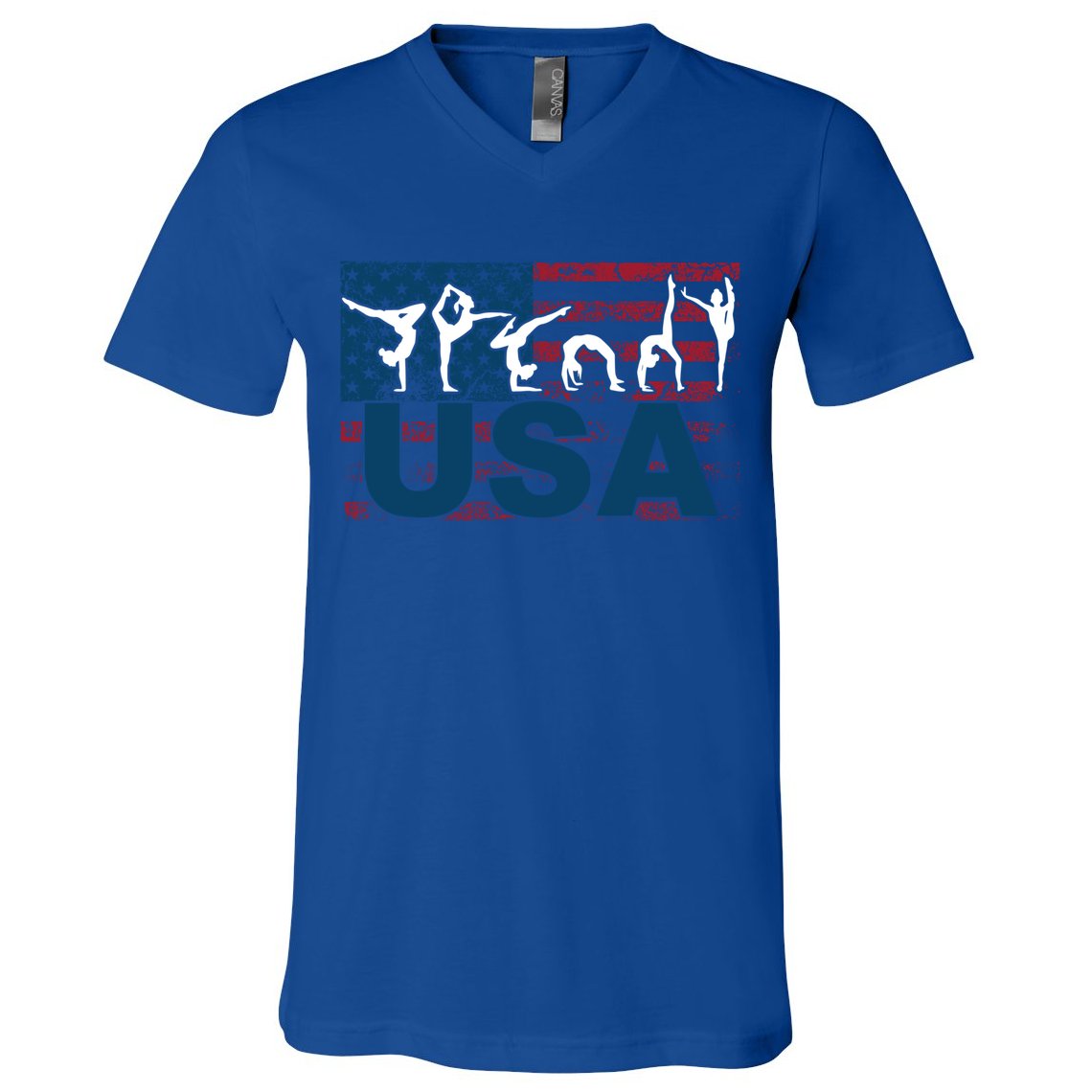 Gymnastics Usa Girl Patriotism Funny Sports Us American Gift Cute Gift V-Neck T-Shirt