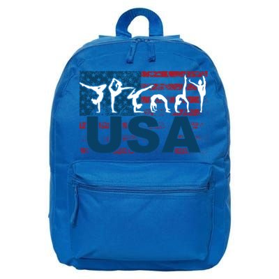 Gymnastics Usa Girl Patriotism Funny Sports Us American Gift Cute Gift 16 in Basic Backpack