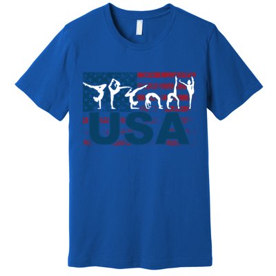 Gymnastics Usa Girl Patriotism Funny Sports Us American Gift Cute Gift Premium T-Shirt