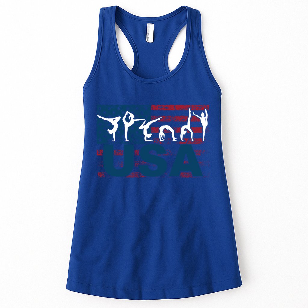 Gymnastics Usa Girl Patriotism Funny Sports Us American Gift Cute Gift Womens Tank Top