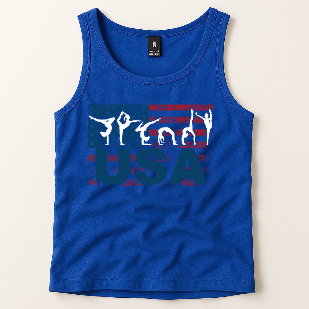 Gymnastics Usa Girl Patriotism Funny Sports Us American Gift Cute Gift Tank Top