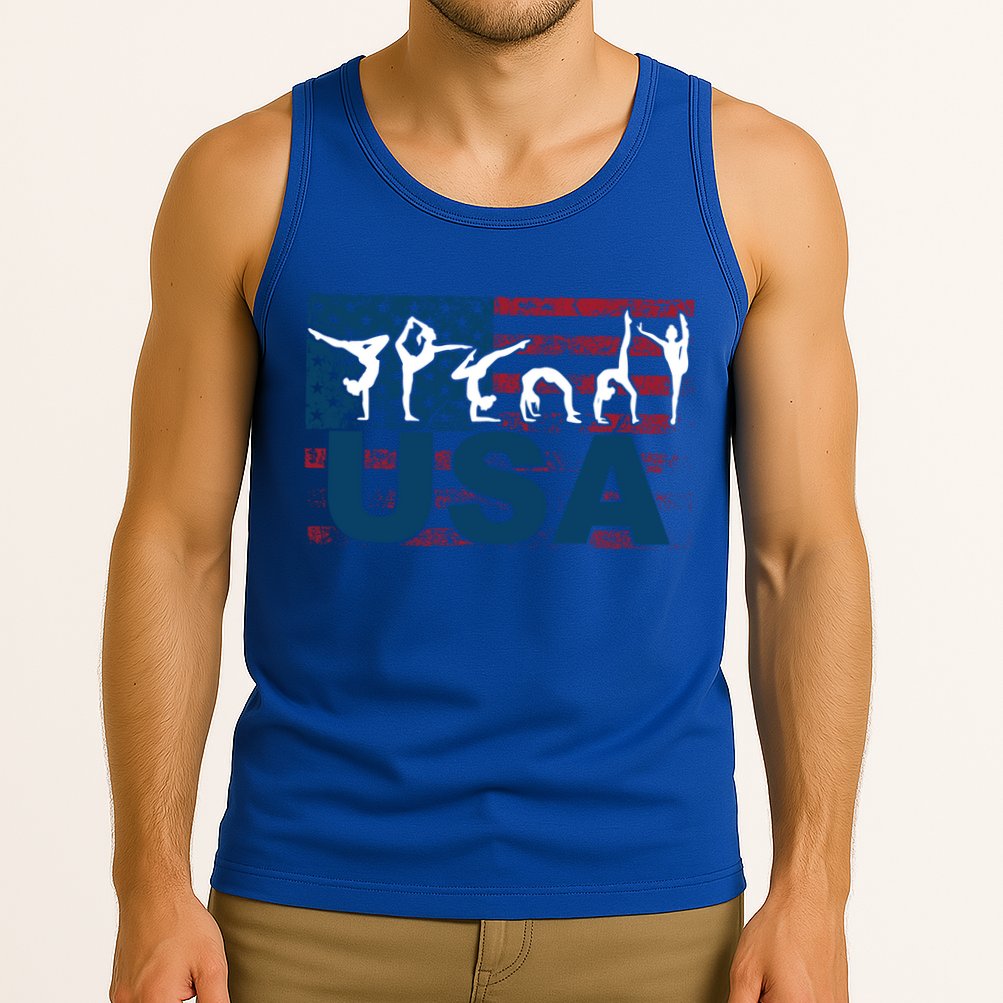 Gymnastics Usa Girl Patriotism Funny Sports Us American Gift Cute Gift Tank Top